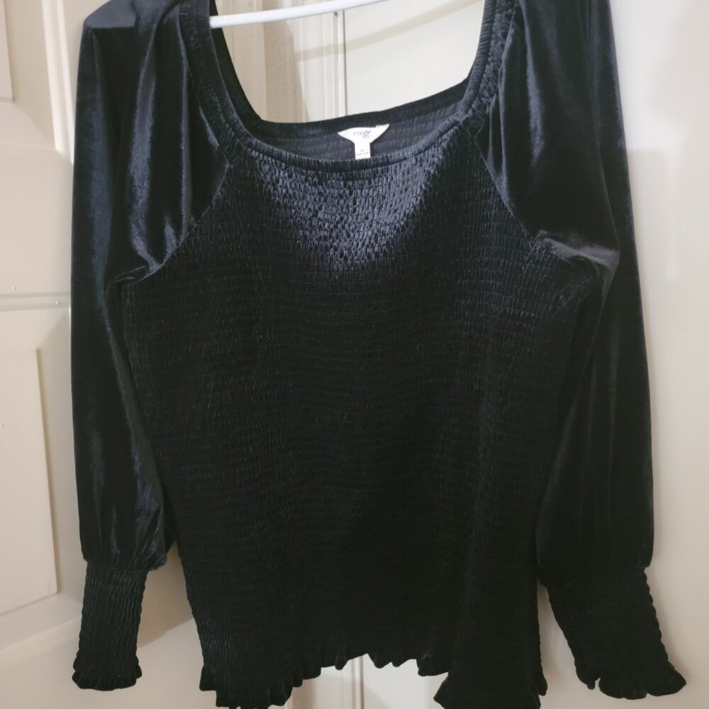 Plus Size Black Velour Top